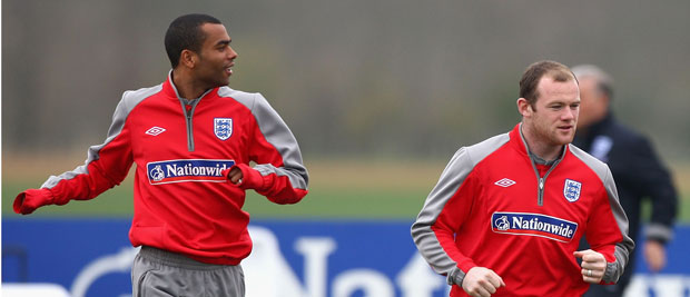 Ashley Cole and Wayne Rooney
